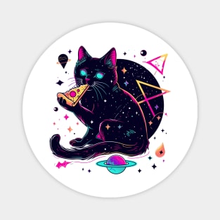 Space Cat with Pizza Magnet